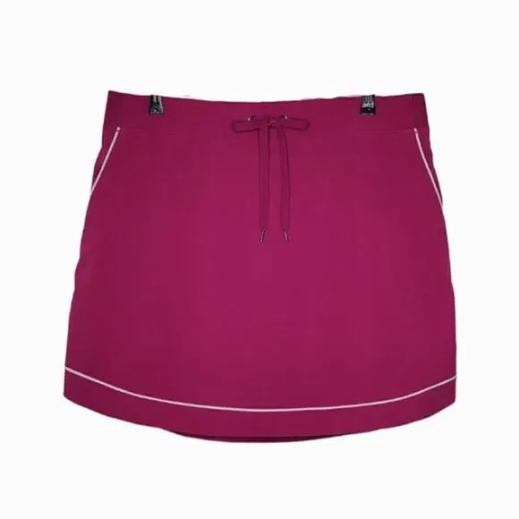 Izod Fusha With White Trim Drawstring Curved Hemline Golf Skort Size 14 - Picture 2 of 6